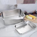 Axyaa Stainless Steel Rectangular Food Storage Tray with Drain, Ideal for Baking and Serving