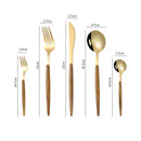 Axyaa 5-Piece Stainless Steel Wooden Handle Dinnerware Set