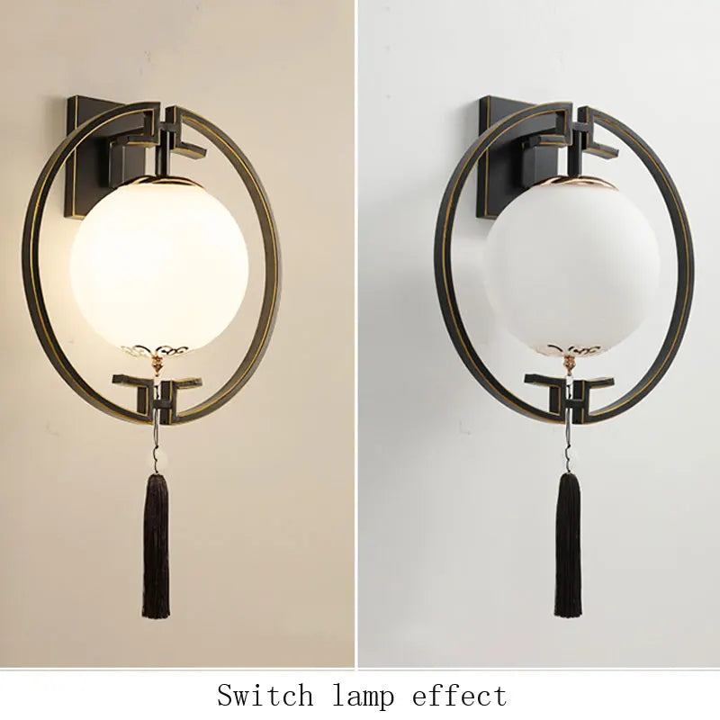 Axyaa Round Iron Glass Wall Lamp Sconce
