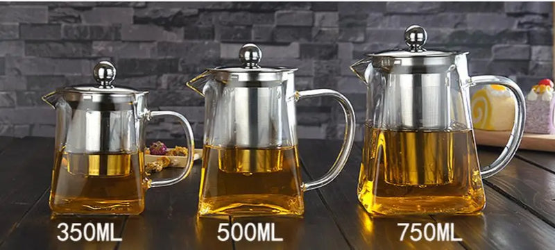 Axya Stainless Steel Tea Infuser Pot Glass Teapot Cup