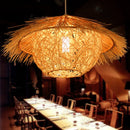 Axya Rattan Pendant Lights: Hand-woven Straw Hat Chandelier for Living Room Lighting