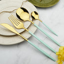 Axyaa Mint Green Stainless Steel Cutlery Set - 16pcs for Kitchen Tableware