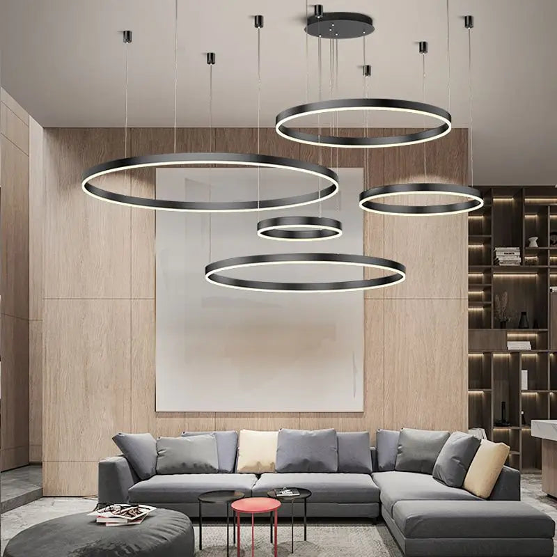 Axyaa Modern Circle Rings LED Chandelier: Luxurious Illumination for Your Home