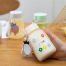 Axyaa Cute Flowers Glass Water Bottle: Creative, Leakproof, Portable, Fresh Design for Female Students