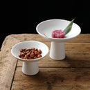 Axya White Ceramic Fruit Tray with Tall Feet and Round Design