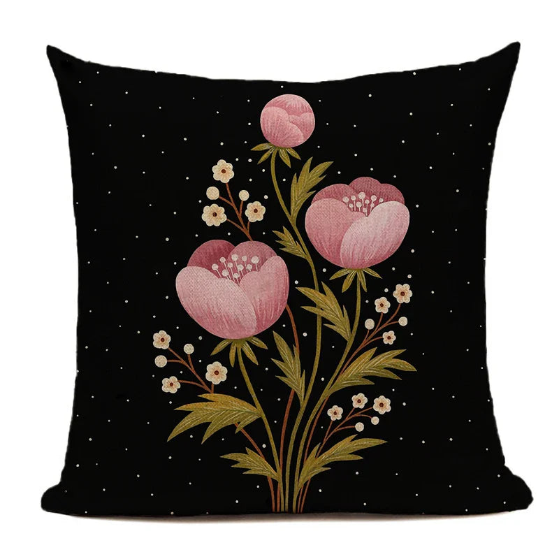 Nordic Cushion Cover 18x18 Black Double Side Printed Pillow Cover for Living Room Sofa by Axyaa