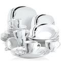 Axyaa 30/60-Piece Black Lines Porcelain Ceramic Tableware Set - Plates, Cups, Saucers