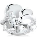 Axyaa 30/60-Piece Black Lines Porcelain Ceramic Tableware Set - Plates, Cups, Saucers