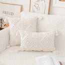 Axyaa Ivory Loop Tufted Cotton Cushion Cover for Home Decor