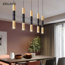 Axya Modern Black Gold Cylinder Spotlights Chandelier for Restaurant and Bar