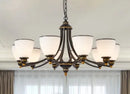 Axyaa American Country Iron Chandelier with White Glass - Ideal for Suspension Lighting in Any Room