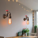 Axyaa Industrial Rust Water Pipe Wall Sconce Single-Head Bedside Lamp