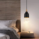 Axyaa Wood Iron Pendant Light: Modern Nordic Black Chandelier for Home Decor