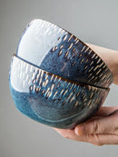 Axyaa Hand-Painted Ceramic Noodle Bowl 5-Inch - Kiln Glazed, Anti-Scalding, Household Eating Bowl