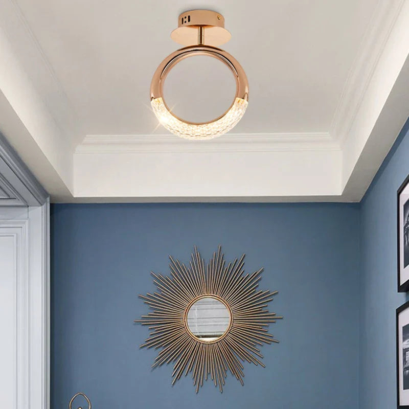 Axyaa Rose Gold Alloy Ceiling Lamp - Modern Nordic Design for Living Room, Kitchen, Bedroom