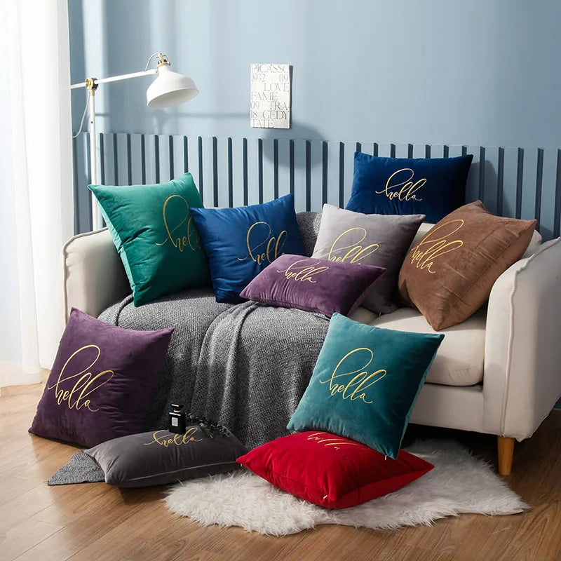 Soft Velvet Embroidered Cushion Cover by Axyaa
