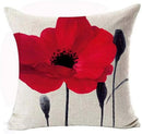 Axyaa Red Poppy Watercolor Cushion Cover