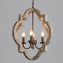 Axyaa Retro White Wooden Chandelier with 4 Lights