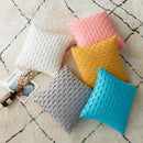 Axyaa Fish Scale Cushion Cover in Pink Grey Cream Yellow Blue Square Pattern