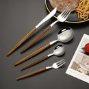 Axyaa 5-Piece Stainless Steel Wooden Handle Dinnerware Set