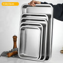 Axyaa Stainless Steel Deep Rectangle Serving Tray for Fruits, Buffet, and Kitchen Storage