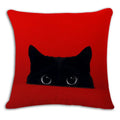 Axyaa Red Black Cat Print Cushion Cover 45X45CM for Home Decor