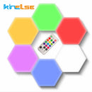 Axyaa Hexagon LED Wall Lamp: Modular Honeycomb Remote Control Panel, Touch Sensitive, Magnetic Wall Lighting