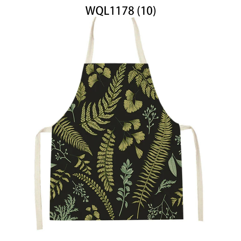 Tropical Jungle Print Kitchen Apron, Axyaa Plant Leaves Chef Bib for Kids Men Women