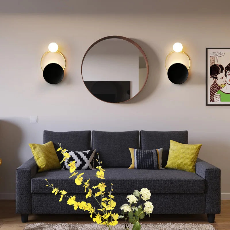 Axyaa Golden Ring Wall Sconce: Modern Nordic Bedside & Living Room Lighting