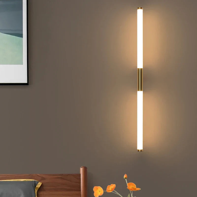 Axya Gold Linear Metal Tube LED Wall Sconce for Living Room Bedroom Staircase