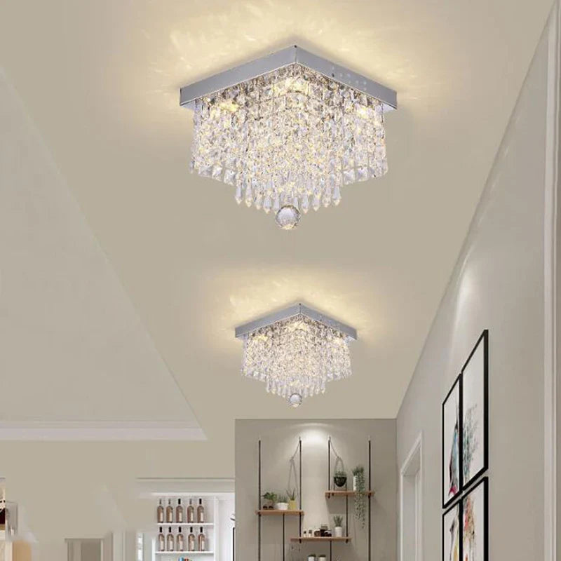 Axyaa Mini Crystal Ball Chandelier for Dining Kitchen Bar Hallway LED Luster