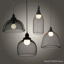 Axyaa Industrial Birdcage Chandelier: Retro Iron Net Bar Hanging Lamp for Creative Indoor Lighting