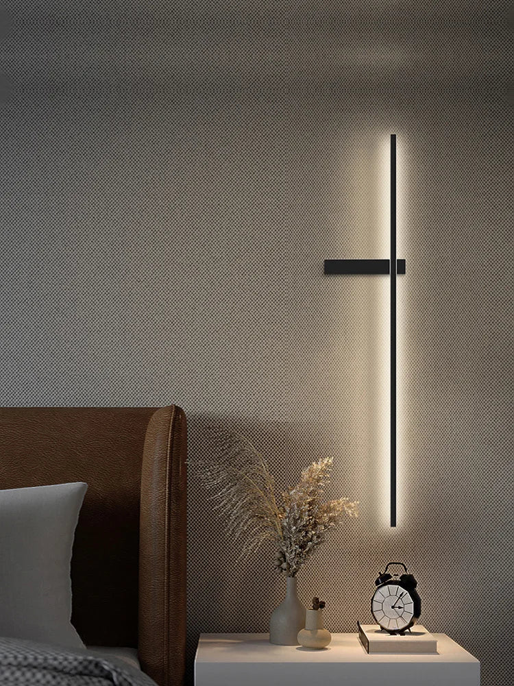 Axyaa Black Long Strip Wall Lamp - Modern Minimalist Bedroom & Living Room Light