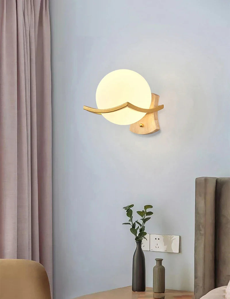 Axyaa Moon Bedside Sconce Wall Lamp - Modern Japanese Design