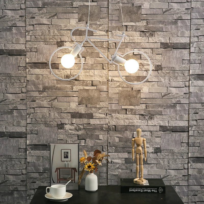 Axya Iron Bike Pendant Light: Industrial Ceiling Chandelier for Trendy Room Decor