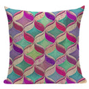 Axyaa Geometric Cushion Cover: Green Pink Diamond Design for Home, Bedroom, and Car