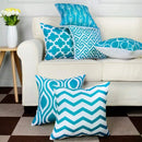 Axyaa Blue Geometric Cotton Linen Pillow Cover for Luxury Home Decor