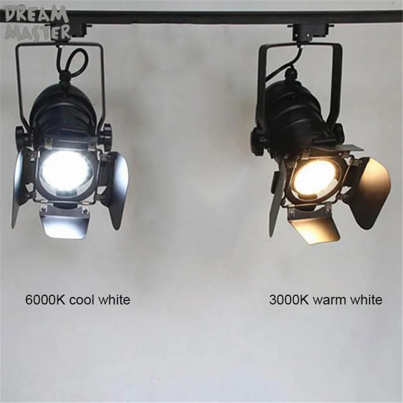 Axyaa Vintage Industrial LED Track Lighting - Adjustable Dimmable Rail Lamp