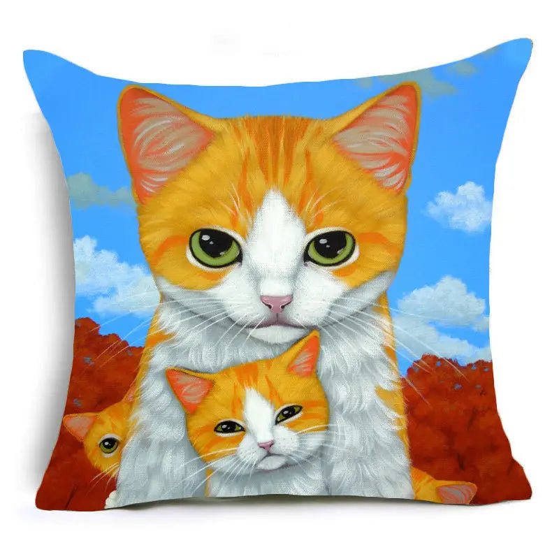 Cartoon Cat Pet Pillow Cover for Home Sofa Decor by Axyaa