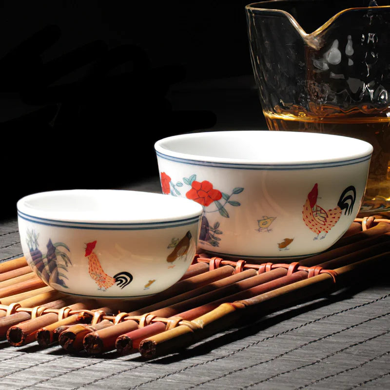 Axya Chinese Style Handmade Antique Bone Chicken Cup Tea Wine Water Cup