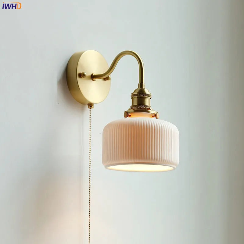 Axyaa Ceramic Modern Wall Lamp with Pull Switch and LED Light