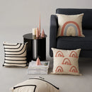 Rainbow Stripe Cushion Cover with Pink Rope Embroidery, 45x45cm, Axyaa