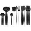 Axyaa Black Stainless Steel Dinnerware Set: 24Pcs Cutlery Flatware Gift Set