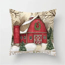 Axyaa Red Truck Christmas Tree Pattern Cushion Cover Home Decor 45X45CM