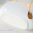 Axyaa White Ceramic Vase with Golden Branches - Modern Home Decor & Wedding Flower Arrangement