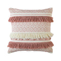 Axyaa Navy Pink Boho Tassel Cushion Cover 45x45cm Handmade Cotton Woven Decor