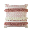 Axyaa Navy Pink Boho Tassel Cushion Cover 45x45cm Handmade Cotton Woven Decor