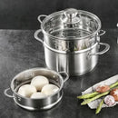 Axyaa Stainless Steel Steamer Pot Grid Tray Double Ear Drain Basket