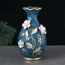 Axyaa Ceramic Vase with 3D Dried Flowers Arrangement - Home Decor Living Room Ornaments