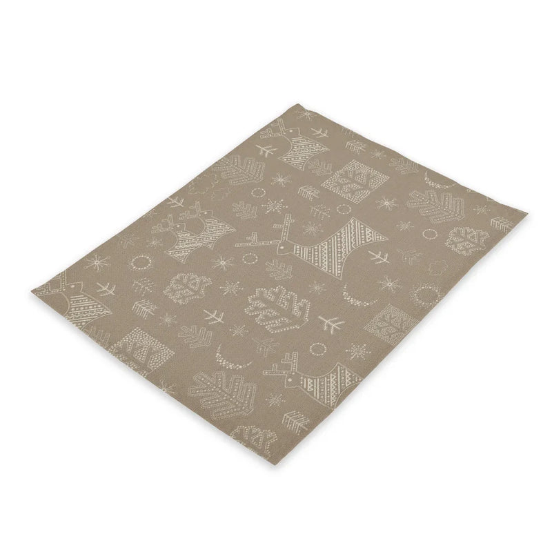 Axyaa Christmas Table Set: Placemats, Napkins, Coasters, Kitchen Cloth.